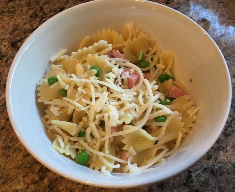 Bowtie Pasta With Ham and Peas for Two Recipe | SparkRecipes