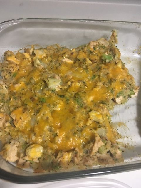 Cheesy Chicken Broccoli Cauliflower Rice Casserole Recipe