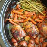 Chicken, Potatoes, Carrots, Onion in Teriaky sauce w/ Brussel Sprouts