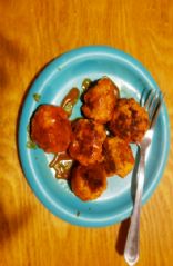 Chicken meatballs with buffalo and sugar free bbq sauce