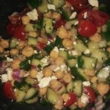 Chickpea summer salad with cucumber, tomato & feta