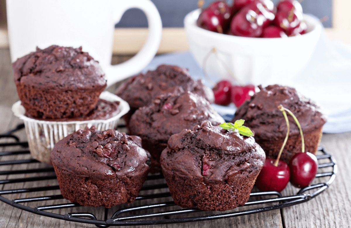 Chocolate Sour Cherry Muffins