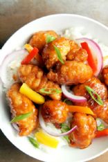 General Tso's Chicken with Peppers & Onions over Rice