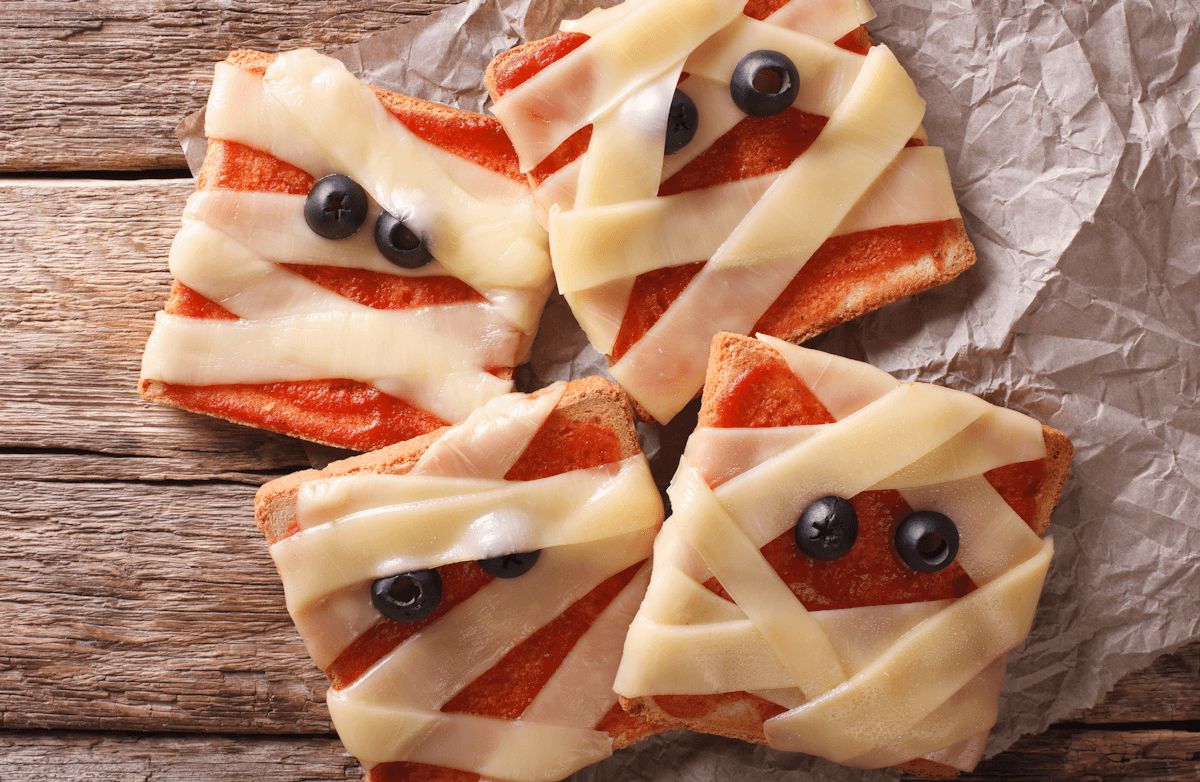 Halloween Mummy Bread (Pizza Toast) Recipe  SparkRecipes