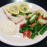 Martini Halibut with creamy dill sauce