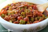 Okra with Turkey Bacon and Cherry Tomatoes
