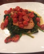 Pan Seared Salmon with Sauteed Spinach and Tomatoes
