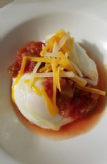 Microwave Poached egg with cheese and Salsa