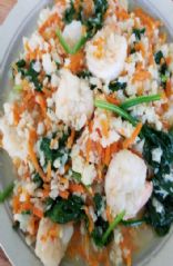 Riced Cauliflower Spinach Carrots Shrimp