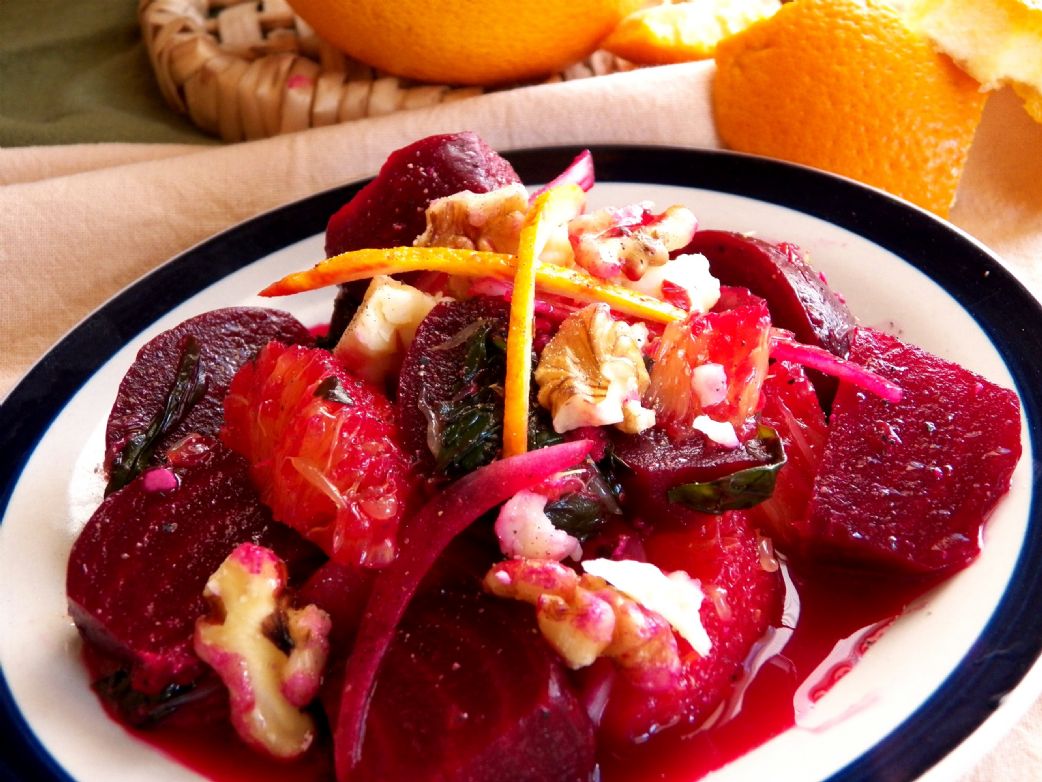 Roasted Beet Salad with Oranges and Beet Green Recipe 