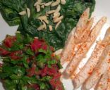 Sautéed chicken with tomato relish and spinach