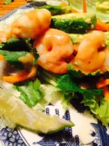 Shrimp Lettuce Wraps with Thai Peanut Sauce