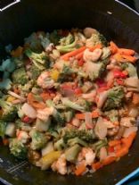 Shrimp stir-fry with quinoa and brown rice