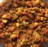 Simple Lentil-chickpea stew (1.25 cup serving)