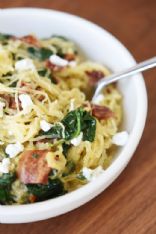 Spaghetti Squash with Bacon, Spinach, and Goat Cheese
