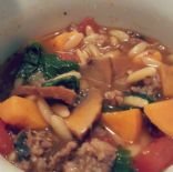 Spicy Sasuage, Kale and Sweet Potato Soup