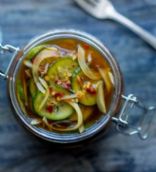 Spicy-Sweet Pickled Cucumbers
