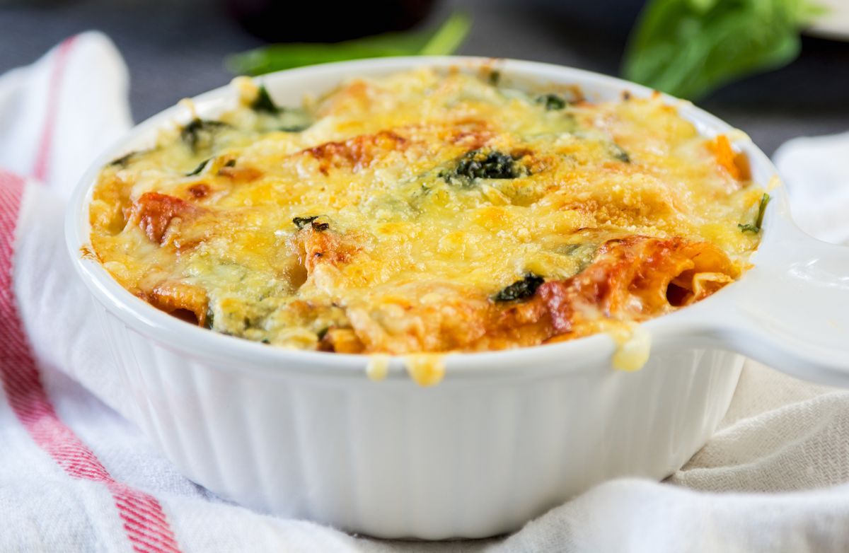 Spinach & Sausage Baked Pasta Recipe | SparkRecipes