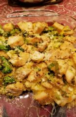 Squash with broccoli, chicken, cheese