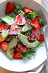 Strawberry Avocado Kale Salad w/ Bacon Poppyseed Dressing