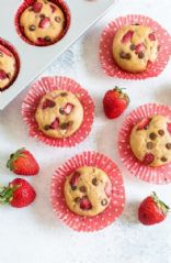 Strawberry Chocolate Oatmeal Protein Muffins