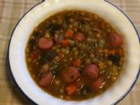 Tina's Vegetable Lentil Soup with Hot Dogs