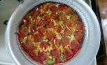 Turkey pepperoni pizza with vegan soft and mozzarella cheeze