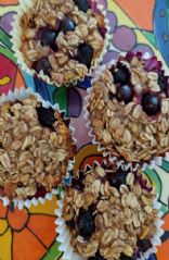 Flourless Banana Blueberry Oatmeal Muffins