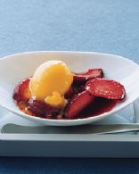 Broiled Plums with Mango Sorbet