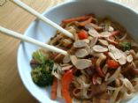 Quick, Asian inspired, Veggie and rice noodle dish