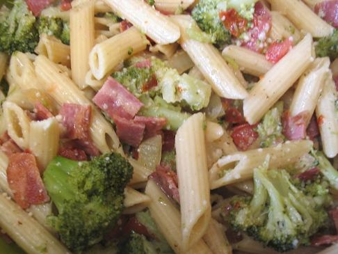 Penne Pasta with Broccoli & Bacon Recipe | SparkRecipes