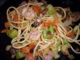 Shrimp and noodle stirfry