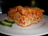 Rustic Lasagna with Ground Chicken, Fresh Spinach and Sliced Zucchini