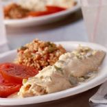 Low-Fat Cheesy Chicken Enchiladas With Creamy Green Chile Sauce