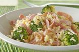 15 Minute Cheesy Rice with Ham & Broccoli