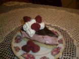 Raspberries and chocolate cake