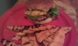 Jamaican Jerk Turkey Burger with a side of grilled yam