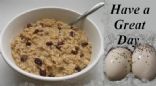 Batchcooked Cherry Almond Oatmeal & Boiled Eggs for Singles