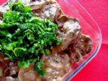 Chicken Livers and Bacon Stroganoff