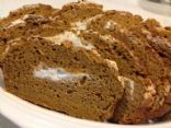 Non-Fat 100% Whole Wheat Pumpkin Bread with Cream Cheese Swirl