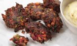 beetroot fritters with lemon and saffron yoghurt recipe