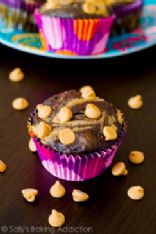 Skinny Chocolate Peanut Butter Swirl Cupcakes