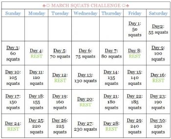 30 Day Squats Challenge