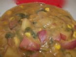 Smokey Potato Corn Chower with Spinach and Bacon