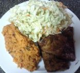 Agave-Lime Grilled Tofu with Asian Slaw and Mashed Sweet Potatoes-Vegan