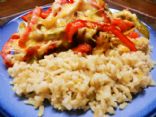 Cheesy Chicken & Peppers over Brown Rice