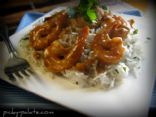Sweet and Spicy Almond Glazed Shrimp Over Brown Rice