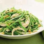 Poached Chicken and Pea Salad with Almonds and Edamame