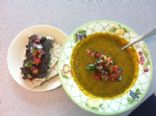 Carrot-Cilantro Soup with Salsa and Black Bean Dip
