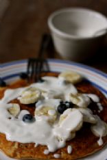 Single Serving Blueberry Pancake w/ Yogurt Maple Sauce